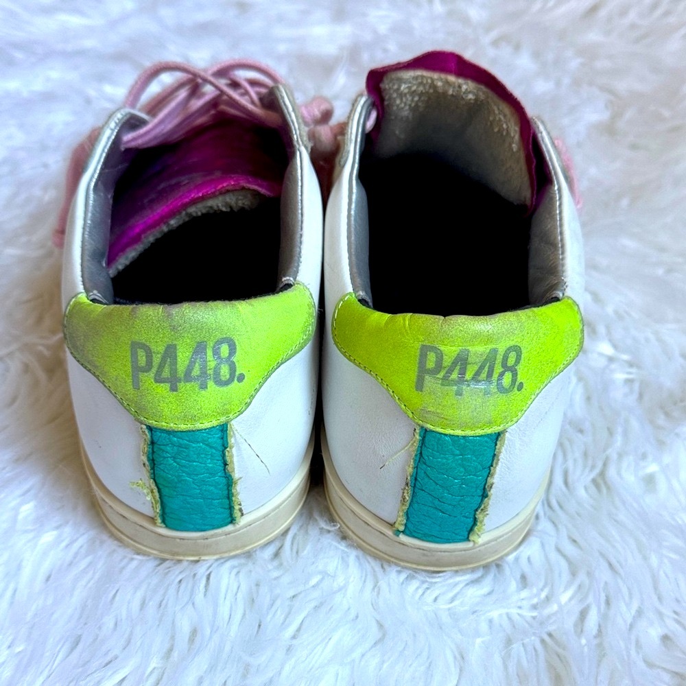 P448 John Sneakers in White, Pink, and Green sz 39 - Picture 4 of 12